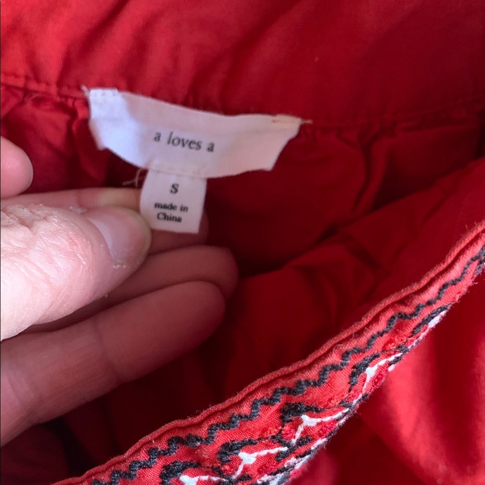 A Loves A Red Tiered Maxi Skirt - Women's Boho Style 100% Cotton size small - Picture 3 of 8